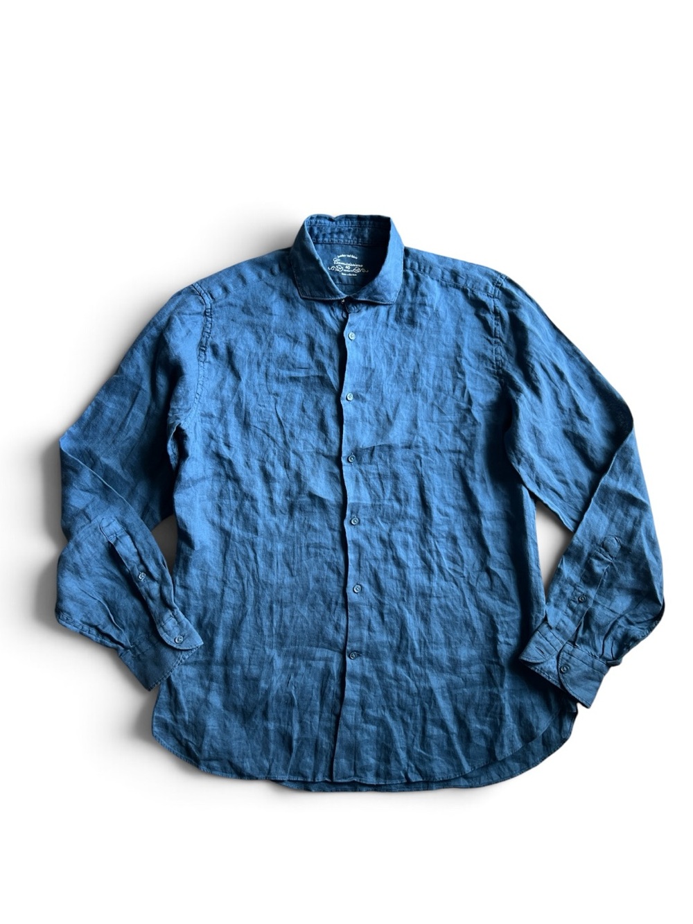 Camicissima Men's Blue comfort fit Long Sleeve Button-Up linen Shirt Sz 40